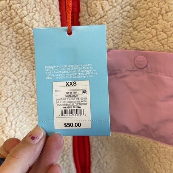 NWT Women's Contrast Pocket Sherpa Jacket LEGO Collection x Target Cream Sz XXS - Picture 6 of 7